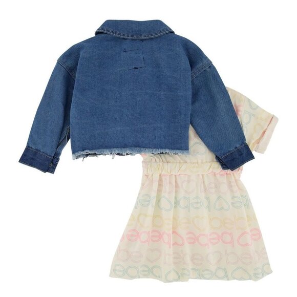 NWT Baby Girls Bebe Print Skater Dress and‎ Denim Jacket Set Size 18M - Picture 3 of 11